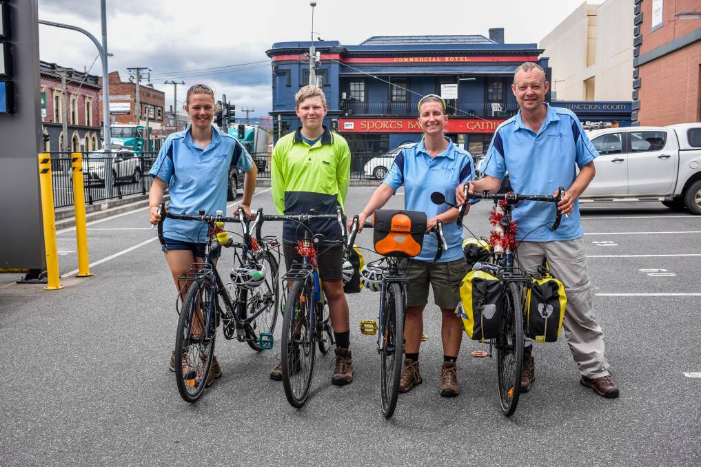 PEDAL POWER: Cloe, 14, Jack, 13, Diana and Jozef Wolters are riding their bikes around Australia to raise funds for Motor Neuro Disease. Picture: Neil Richardson