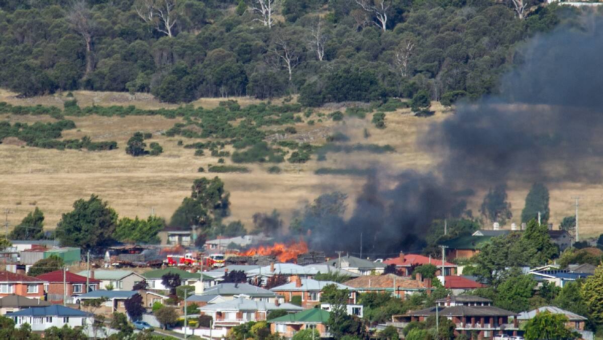 Emergency services are at the scene of a barn fire at Mowbray. Picture: Phillip Biggs