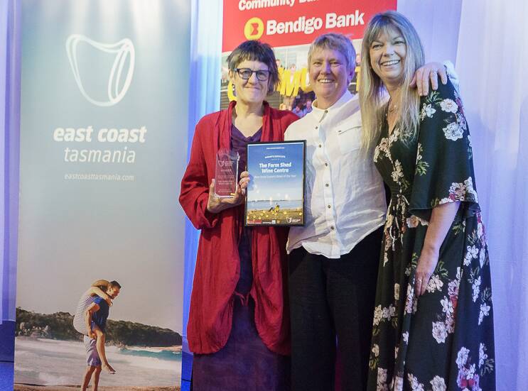 The Farm Shed Wine Centre owner and operators received the New Great Eastern Driver of the Year Award at the regions tourism awards. Picture: supplied. 