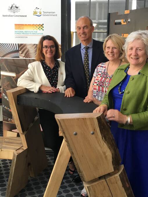OPEN: Federal forestry minister Anne Ruston, Tasmanian resources minister Guy Barnett, Professor Kirsten Orr and UTAS' Bridget Heywood at the launch of the new forestry institute on Thursday. Picture: supplied