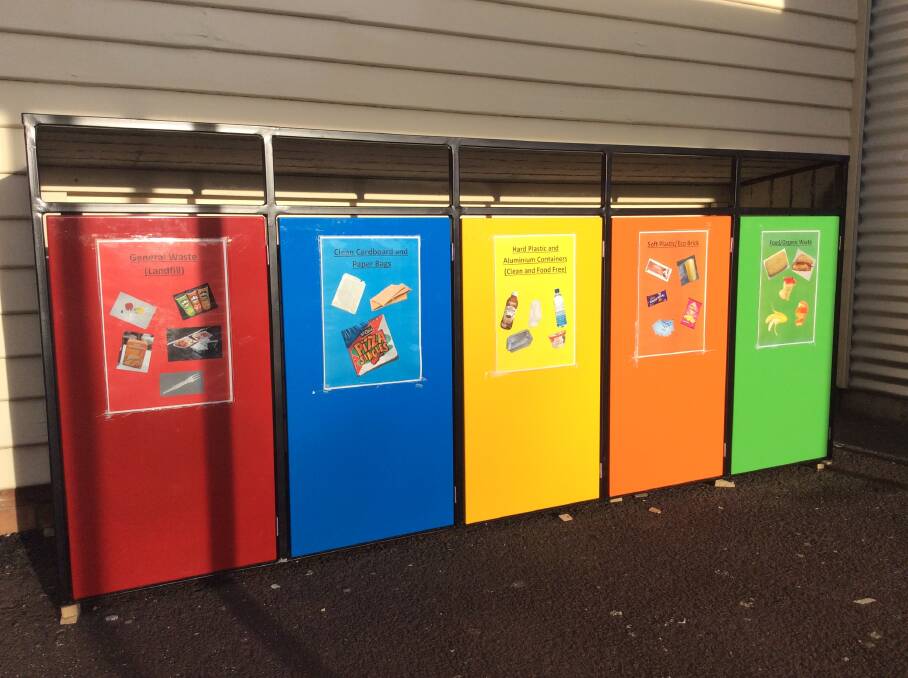 SUSTAINABLE: Deloraine High School has installed new bins to encourage better recycling practises. Picture: supplied