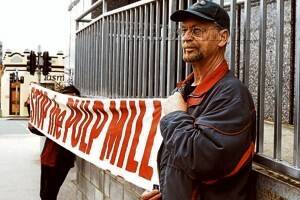 Anti-pulp mill protester Garry Stannus outside the Launceston Magistrates Court yesterday. Picture: NEIL RICHARDSON