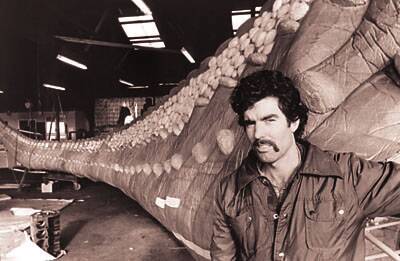 DAWN OF AN ERA: Allan Limb  with T-Rex under construction  in Northern  Tasmania in  1983.