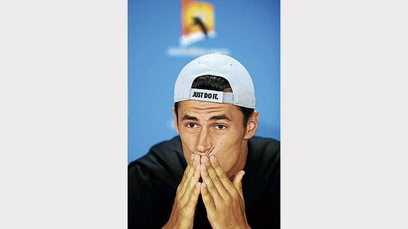 Bernard Tomic, of Australia, speaks during a press conference at the Australian Open yesterday. Picture: GETTY IMAGES