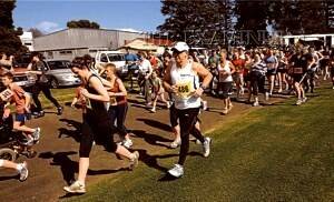 Competitors move off at the start of yesterday's Westbury fun run. Picture: GEOFF ROBSON