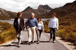 Prime Minister Kevin Rudd and wife Therese Rein are flanked by Marcus and Nick at Cradle Mountain yesterday.  Picture: PAUL SCAMBLER