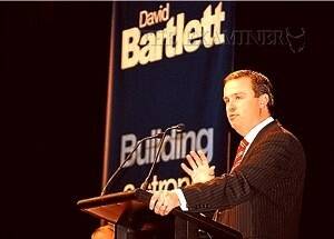 Premier David Bartlett addresses Labor's state conference in Hobart yesterday.
