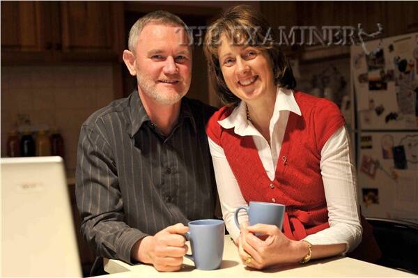 Newly re-elected Launceston Mayor Albert van Zetten with his wife Lyndle  at home last night. Picture: SCOTT GELSTON