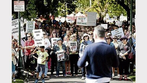The March in March sets off from the Parliament House lawns in Hobart. Picture: SCOTT GELSTON