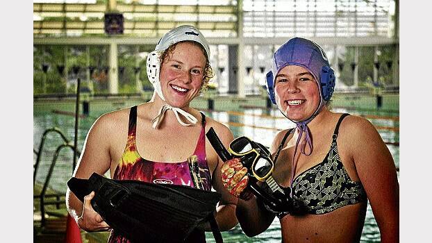 Launceston-based underwater hockey players Halina Steane and Hannah Papworth. PIcture: Phillip Biggs