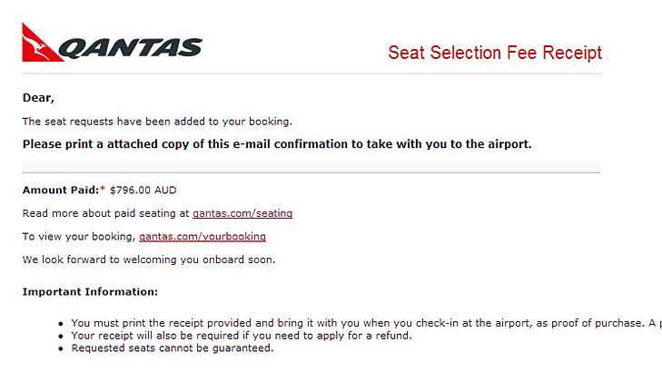 A screenshot of one of the fake Qantas emails.