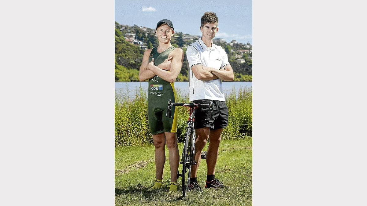 Launceston triathletes Dylan Evans, 21, and Jonathan Butler, 19, look ahead to tomorrow's Devonport Triathlon. Picture: MARK JESSER