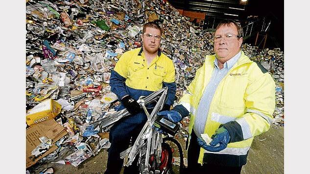Disgruntled recycle workers at Spreyton are fed up with finding syringes and dirty nappies in recycling collections. Picture: GEOFF ROBSON