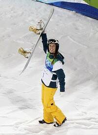 That winning feeling ... Torah Bright salutes the crowd after her second run. Photo: Reuters