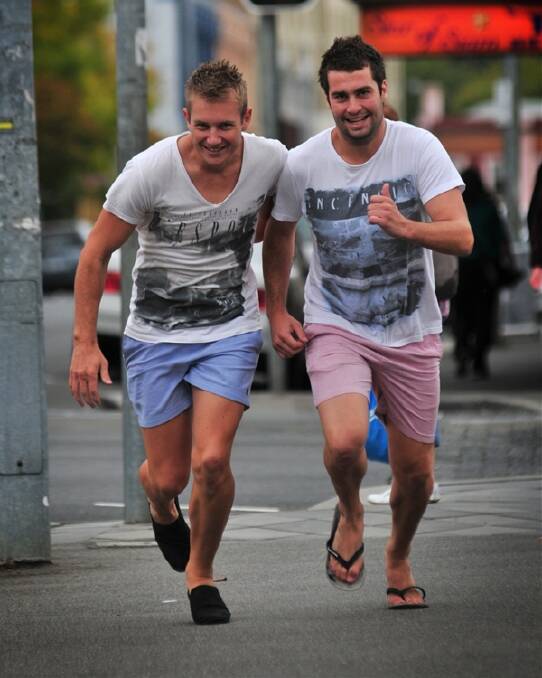 Geoff Stick and Sam Hay were unable to tell family and friends about their participation in The Amazing Race until this week.  Picture: PHILLIP BIGGS