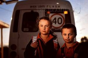 Avoca Primary School students Britney, 10, and Brock Pyke, 8, face a long bus trip to Campbell Town if Avoca Primary School closes. Picture: PHILLIP BIGGS