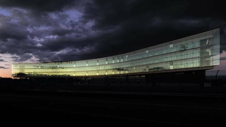 The new ASIO building at night. Photo: Katherine Griffiths