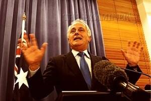 Opposition Leader Malcolm Turnbull faces the media following the mass resignations yesterday.