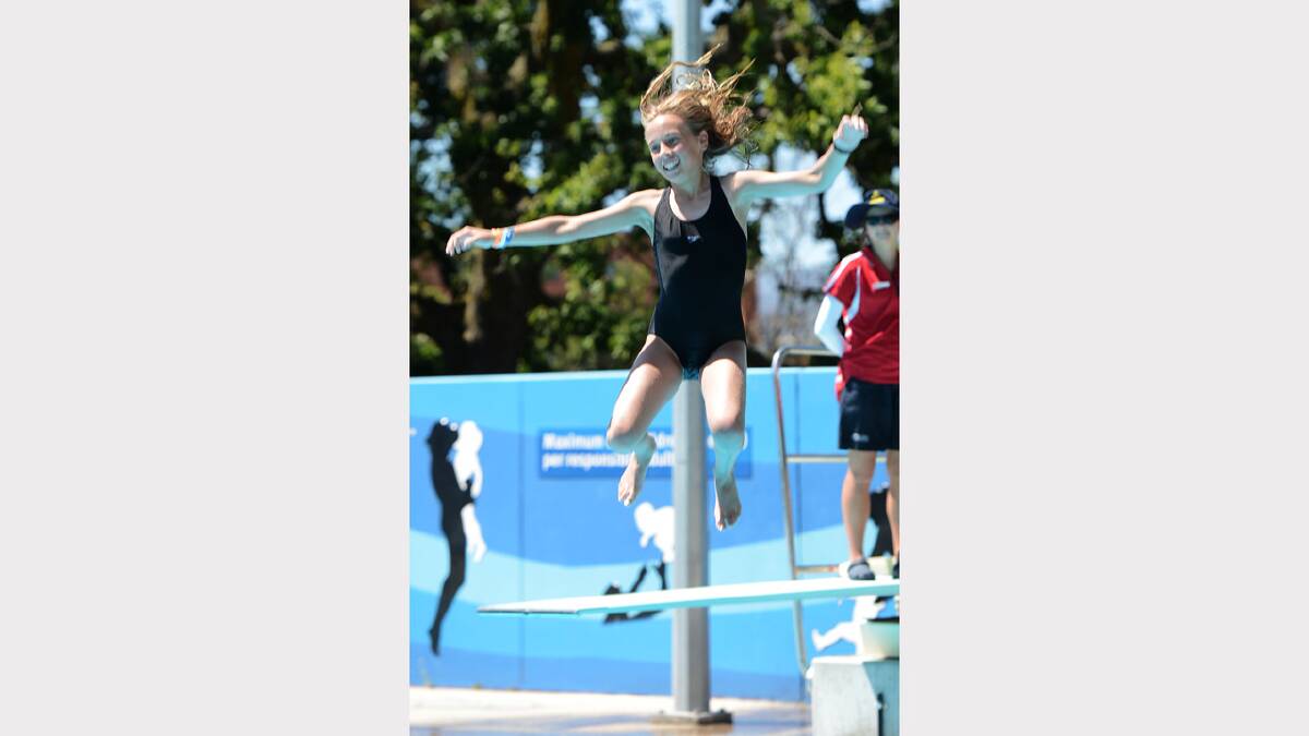 Sophie Tuit, 11, takes a dive. Picture: Scott Gelston