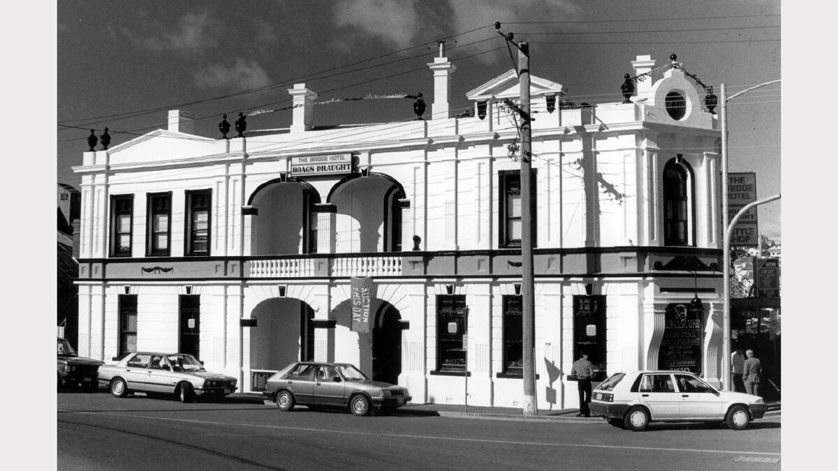 The Bridge Hotel on the corner of Tamar and Boland streets. July 7, 1989.