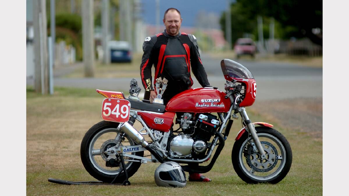 The nut: Peter Booth. The bike: 1982 GSX1100 Suzuki. Picture: Peter Sanders