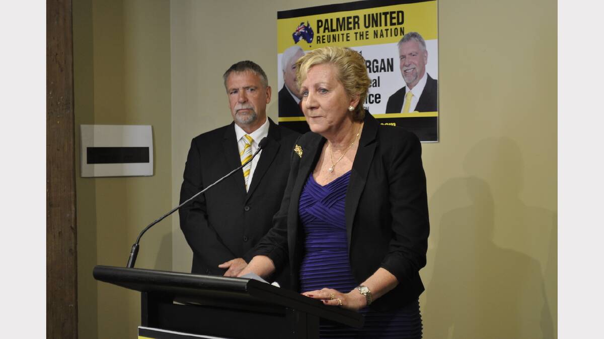 Palmer United Party state leader Kevin Morgan and newly announced Denison candidate Barbara Etter. Picture: Calla Wahlquist
