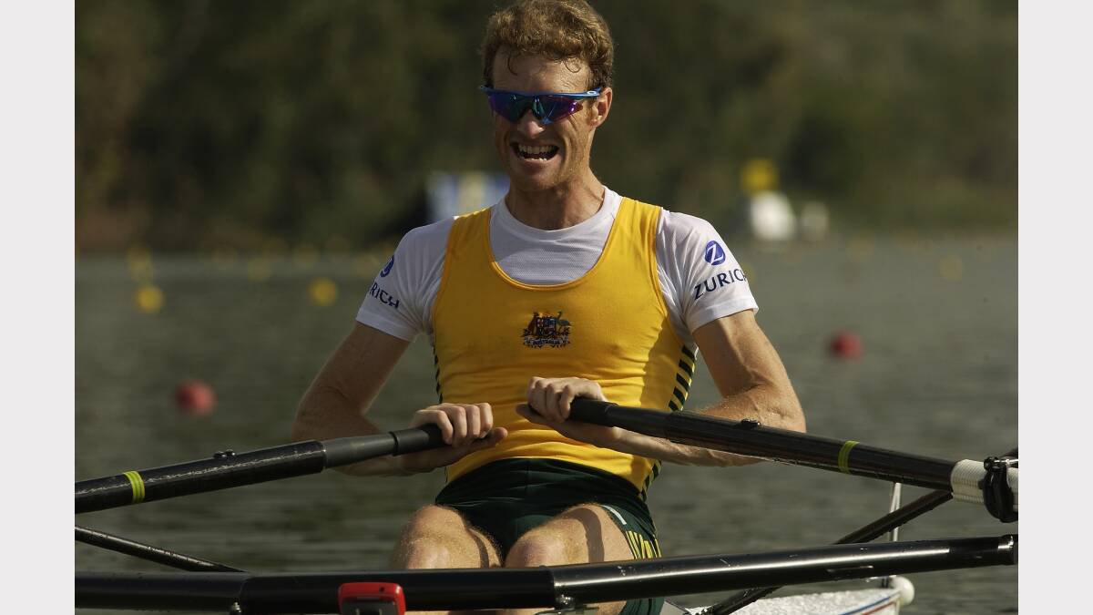 Anthony John Edwards of Australia in action during the FISA World Rowing Championships held in Seville, Spain in 2002