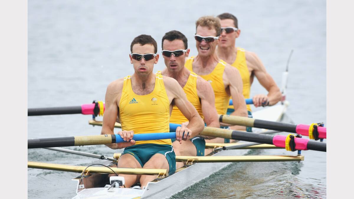 Todd Skipworth, Ben Cureworth, Anthony Edwards and Rod Chisholm of Australia compete in the Lightweight Men's Four Heat 1 at the Shunyi Olympic Rowing-Canoeing Park during Day 2 of the Beijing 2008 Olympic Games.