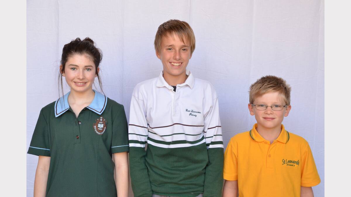 Tasmanian Minerals Council Medals. Bronze: Lizzie Johnstone, of St Mary's College, Jack Rathmell, of East Launceston Primary School, and Colby Mathews, of St Leonards Primary School.