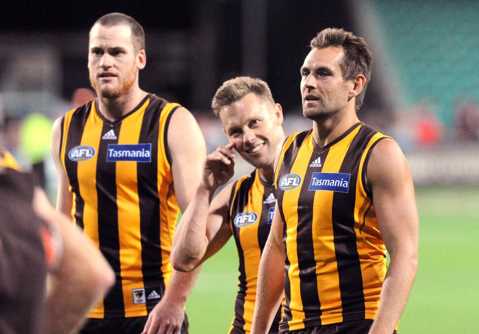 Hawthorn players post-match. Picture: Mark Jesser.