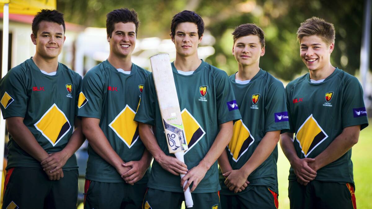 State under-17 Northern cricketers Alex Jordan, Fletcher Seymour, Alec Smith, Charlie Eastoe and Josh Freestone. Picture: PHILLIP BIGGS