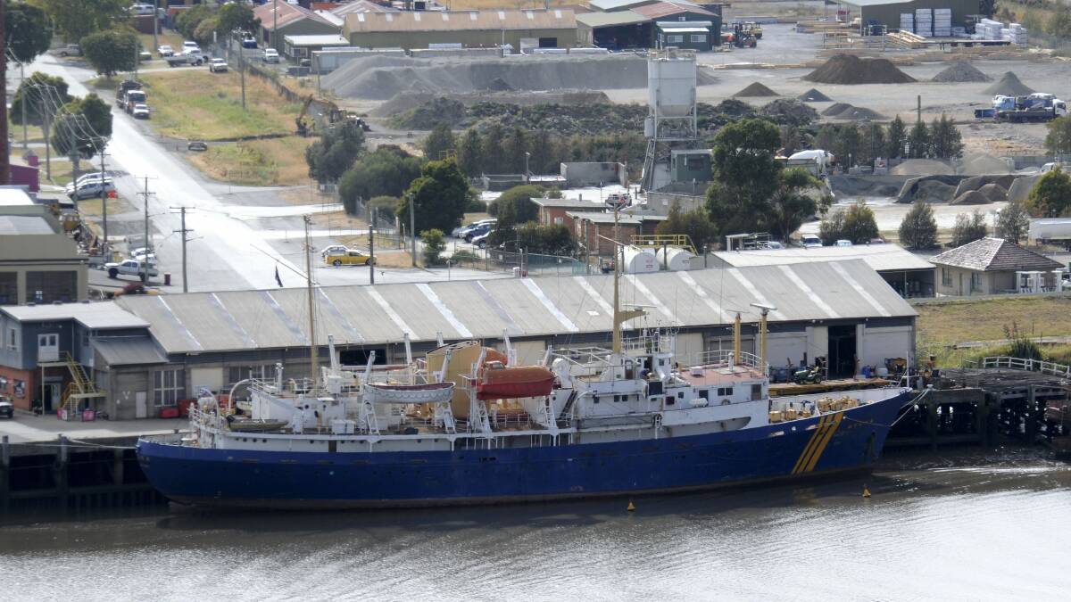 MV Wyuna sits at Launceston's Kings Wharf. The former pilot vessel will return to Melbourne.