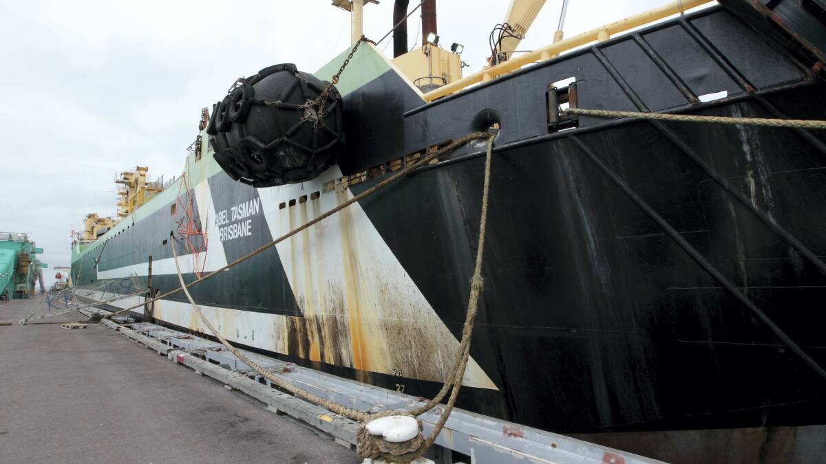 The now-banned Abel Tasman super trawler docked in Port Lincoln, South Australia.