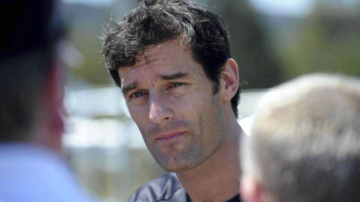 Mark Webber in Tasmania yesterday.