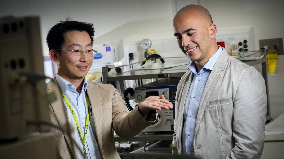 LGH respiratory and sleep physician Dr Collin Chia with Professor Arschang Valipour, of Vienna, Austria, visiting to discuss endobronchial valve insertion to treat emphysema, a new procedure which the LGH hopes to offer to patients in the future.  Picture: PHILLIP BIGGS