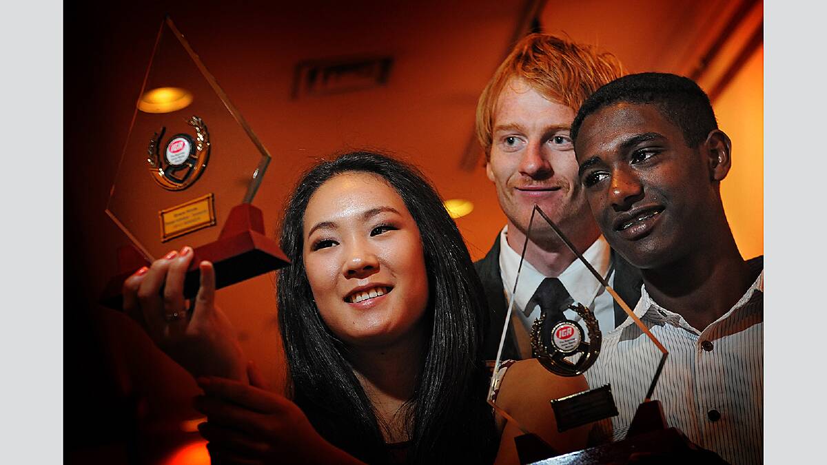 Junior Sports Awards 2012, Country Club: Olympic Hurdler Tristan Thomas with winners Grace Hinds and Getasew Ferguson