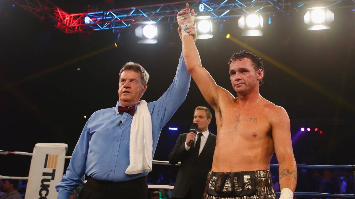 Daniel Geale is announced the winner of tonight's fight against Garth Wood. Picture: Getty Images