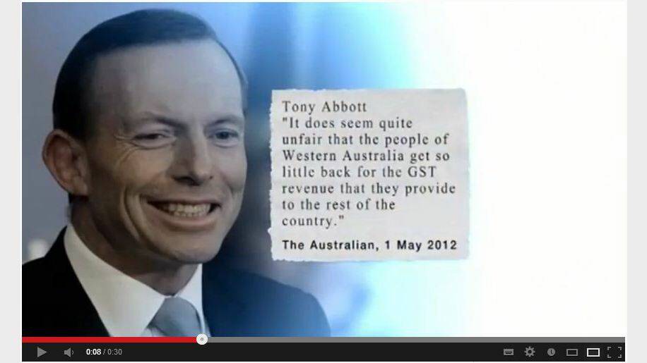 A screenshot from the Labor ad attacking Tony Abbott.