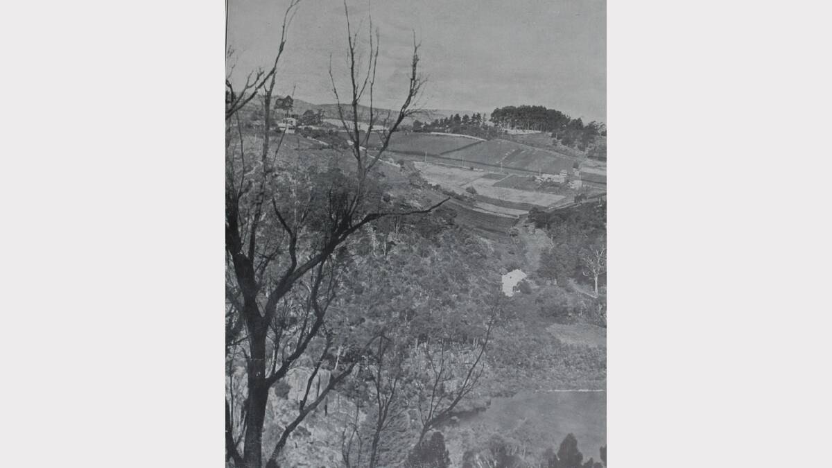 A panoramic view of the First Basin from Eagle's Eyrie. The Weekly Courier, October 16, 1929.