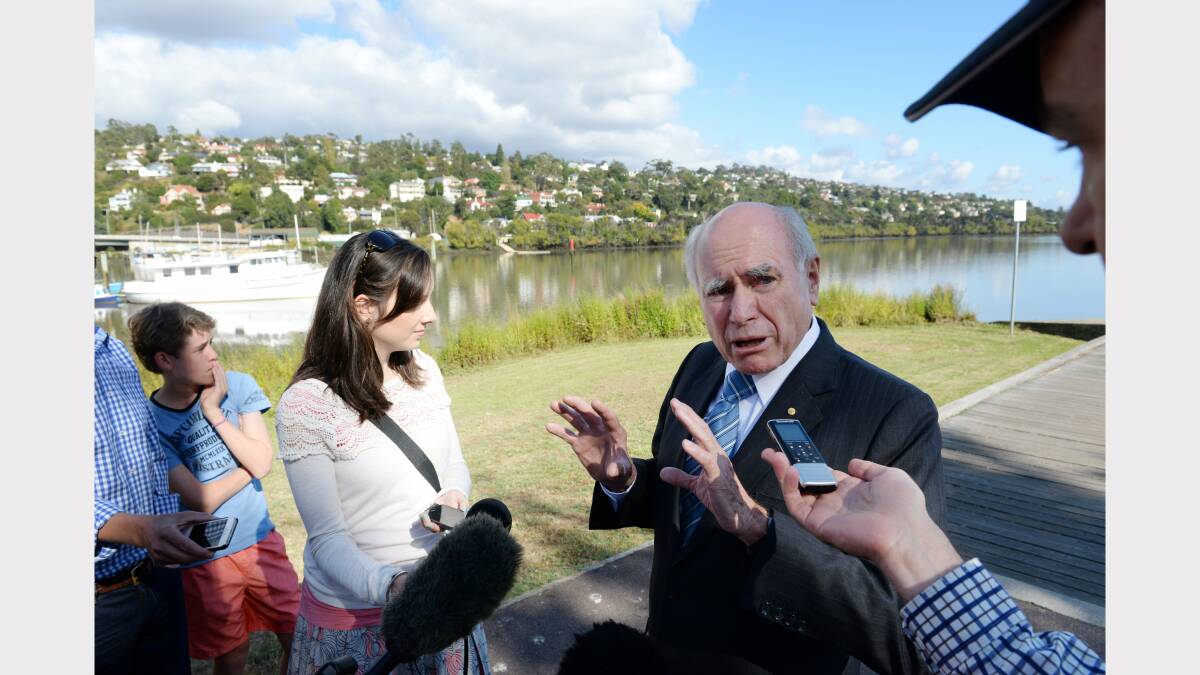 Former prime minister John Howard was in Launceston today urging people to vote Liberal in the upcoming election. Picture: MARK JESSER