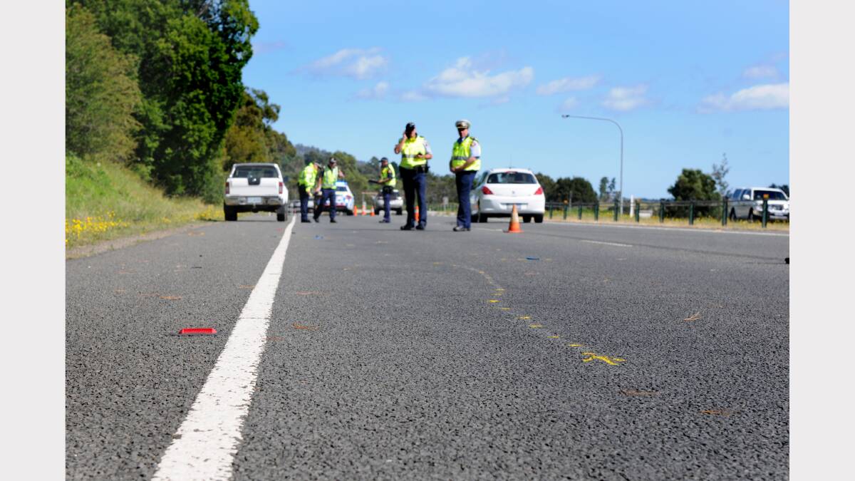 A 21-year-old cyclist died on the West Tamar Highway this morning. Picture: PAUL SCAMBLER.