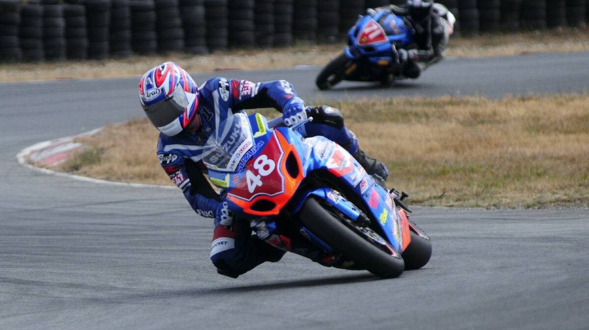 Brad Wootton and Kurt Sushames will renew their close rivalry in the second round of the five-round Tasmanian Motor Cycle Club road racing championships at Symmons Plains on Sunday.  Picture: PETER SANDERS