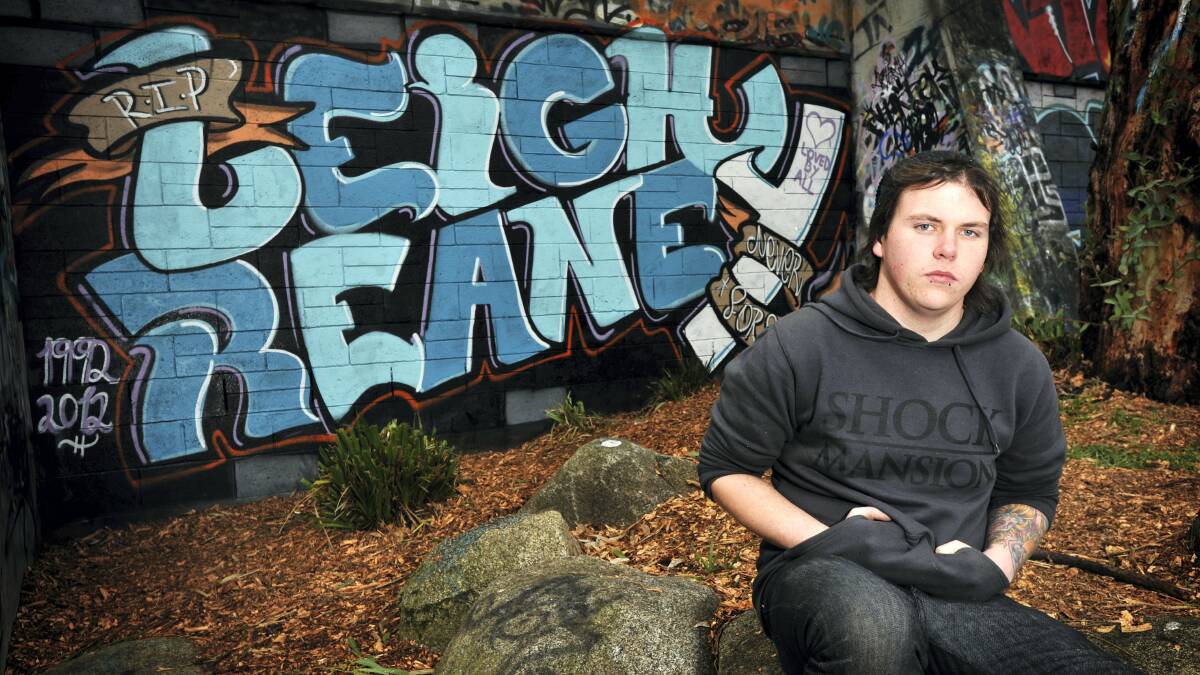 James Cowan, of Kings Meadows, painted this tribute to his former schoolmate, Leigh Reaney, at the Launceston skate park.