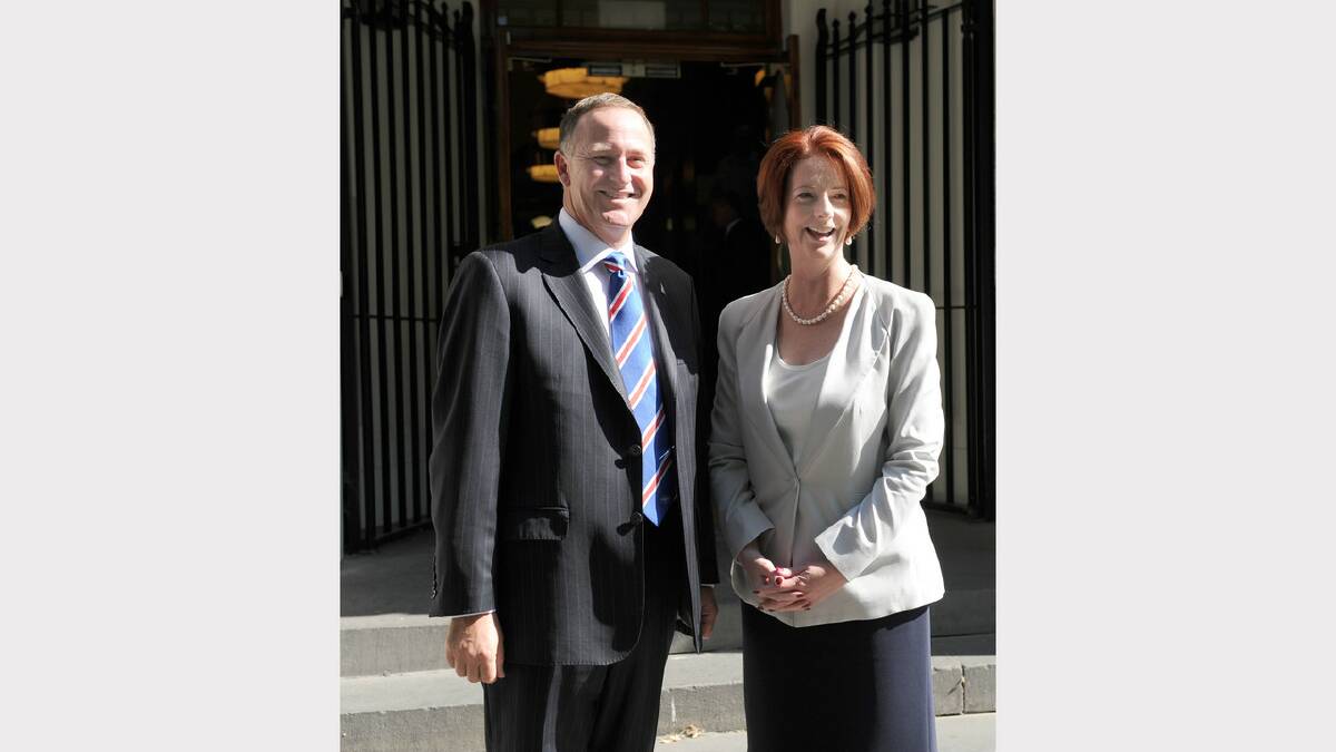 New Zealand prime minister John Key with Prime Minister Julia Gillard.